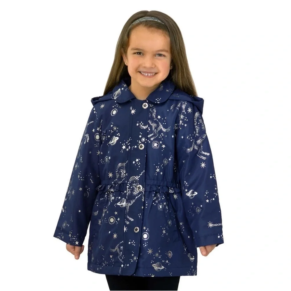 London Fog Kids Midweight Jackey - Navy Blue Starry with Unicorns
